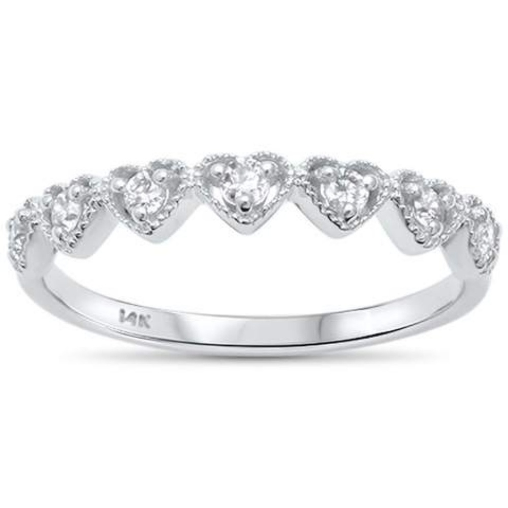 14kt white gold heart band